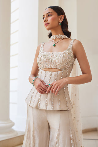 Ivory gold twin flames sharara with corset