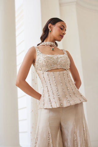 Ivory gold twin flames sharara with corset