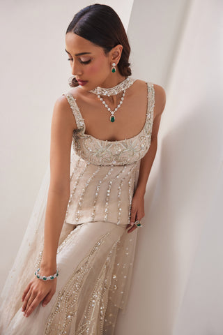 Ivory gold twin flames sharara with corset