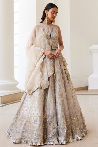 Ivory gold twin flames lehenga set