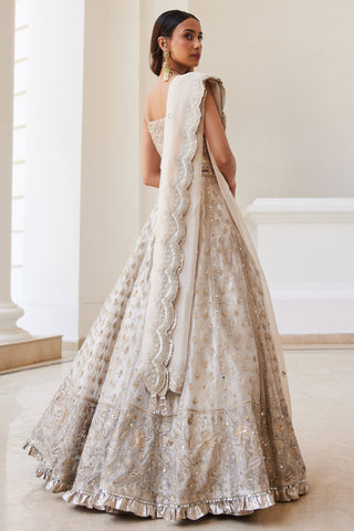 Ivory gold twin flames lehenga set