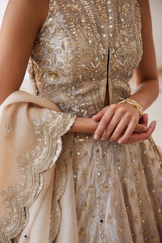 Ivory gold twin flames lehenga set