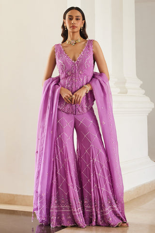 Pink twin flames tonal sharara set