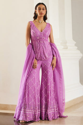 Pink twin flames tonal sharara set