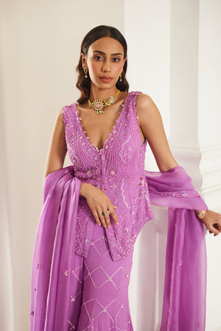 Pink twin flames tonal sharara set