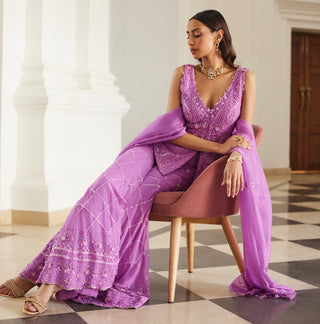 Pink twin flames tonal sharara set