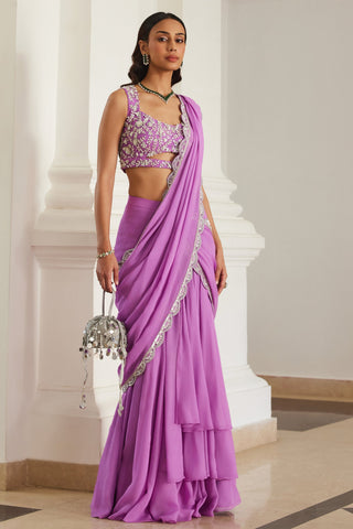 Pink twin flames drape saree