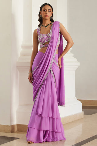 Pink twin flames drape saree