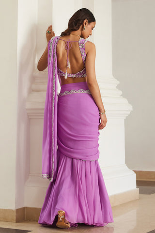 Pink twin flames drape saree