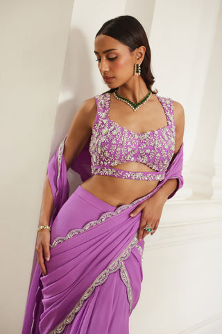 Pink twin flames drape saree