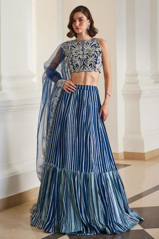 Blue twin flames lehenga set
