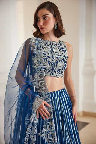 Blue twin flames lehenga set