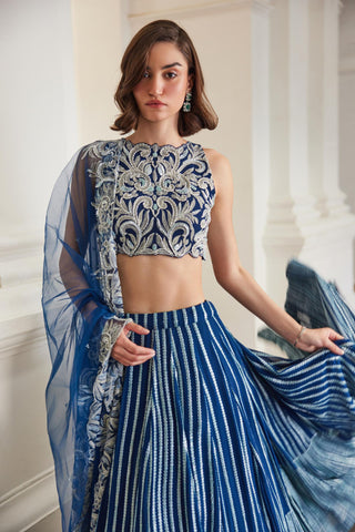 Blue twin flames lehenga set