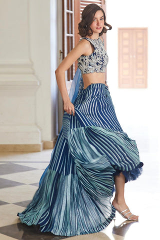 Blue twin flames lehenga set