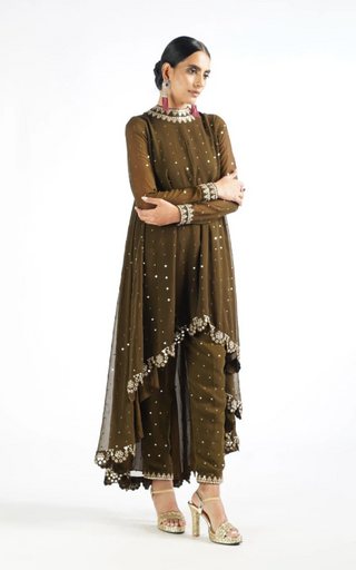 Green jhalak couture kurta set