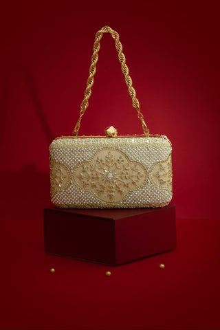 Clutch for Wedding Wear – Beige Sehra Edit by Amyra