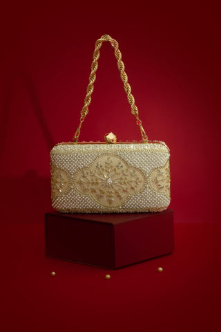 Clutch for Wedding Wear – Beige Sehra Edit by Amyra