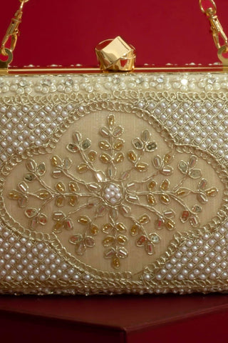 Clutch for Wedding Wear â€“ Beige Sehra Edit by Amyra