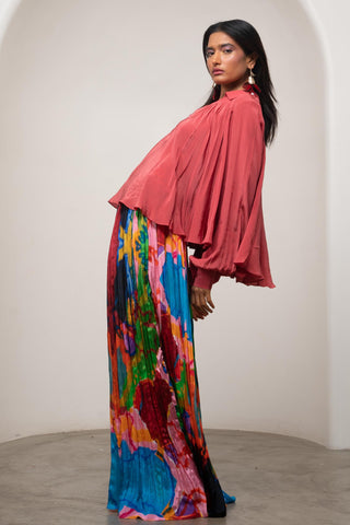 Skirt Set for Contemporary Wear - Multicolor Siro Sena Gathered Top Set by Advait