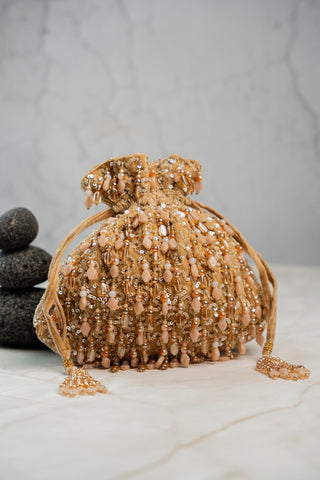 Bridal Potli Bag Indian Wedding – Serenity Golden Aura by Nayaab by Sonia