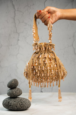 Bridal Potli Bag Indian Wedding – Serenity Golden Aura by Nayaab by Sonia