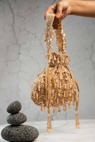 Bridal Potli Bag Indian Wedding – Serenity Golden Aura by Nayaab by Sonia