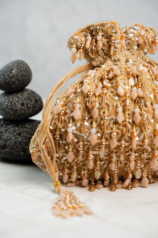 Bridal Potli Bag Indian Wedding – Serenity Golden Aura by Nayaab by Sonia