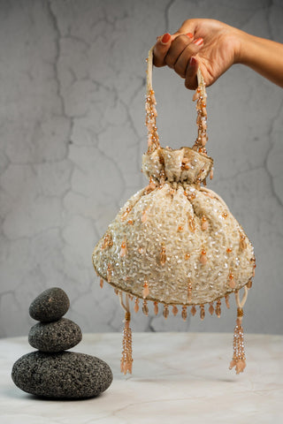 Luxury Potli Bag Indian Wedding – Serenity Oceanic Blush by Nayaab by Sonia