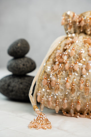 Luxury Potli Bag Indian Wedding – Serenity Oceanic Blush by Nayaab by Sonia