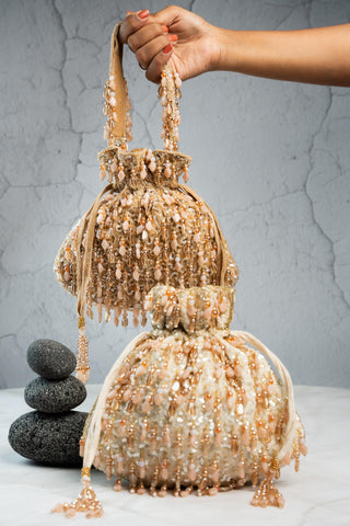 Luxury Potli Bag Indian Wedding – Serenity Oceanic Blush by Nayaab by Sonia