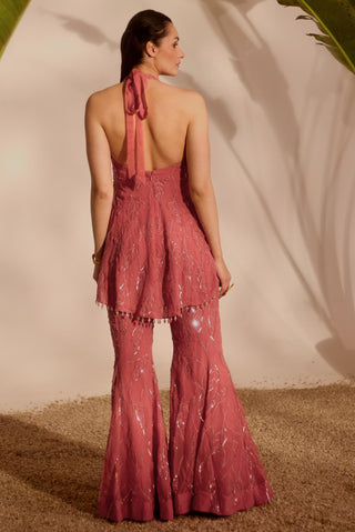 Pink nyra viella peplum set