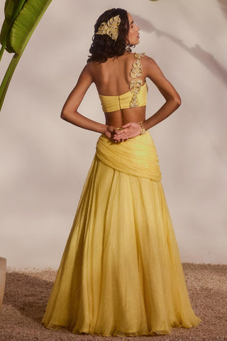 Yellow nyra blossom lehenga set