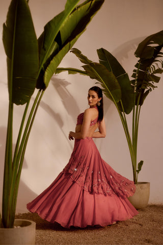 Pink nyra nia drape lehenga set