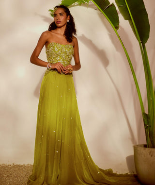 Green nyra moriko monstera corset set