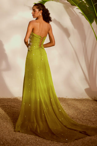 Green nyra moriko monstera corset set