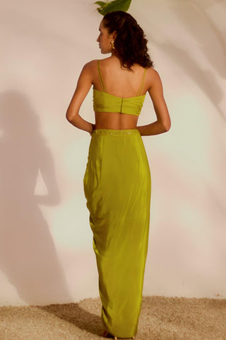 Green nyra areca cape and drape skirt set