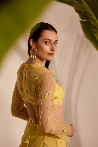 Yellow nyra zelena skirt set