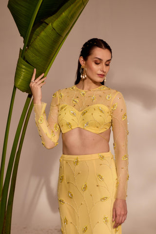 Yellow nyra zelena skirt set