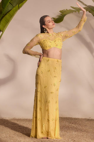 Yellow nyra zelena skirt set