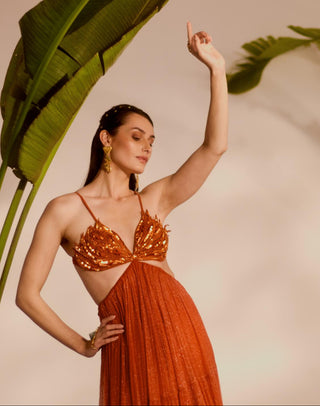 Orange nyra aloha 3-tiered gown