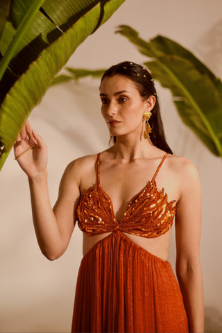 Orange nyra aloha 3-tiered gown