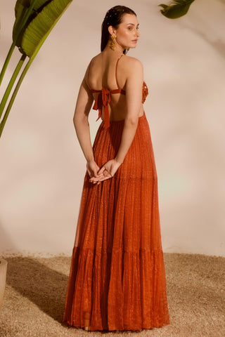 Orange nyra aloha 3-tiered gown