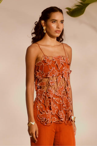 Orange nyra silas tunic set