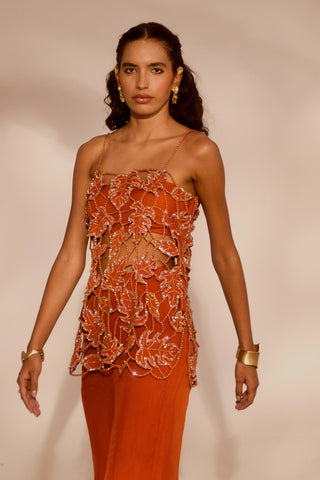 Orange nyra silas tunic set