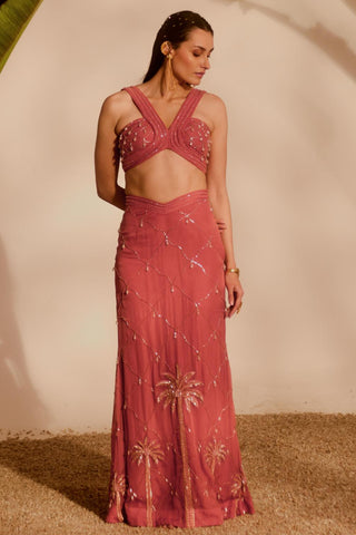 Pink nyra izel mermaid skirt set