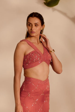 Pink nyra izel mermaid skirt set