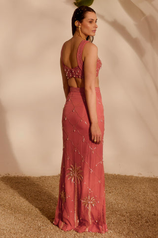 Pink nyra izel mermaid skirt set