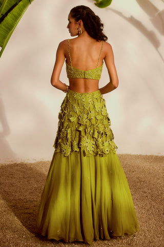Green nyra monstera lehenga set
