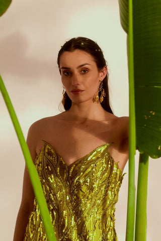 Green nyra fauna applique gown