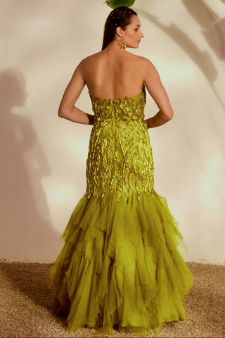 Green nyra fauna applique gown